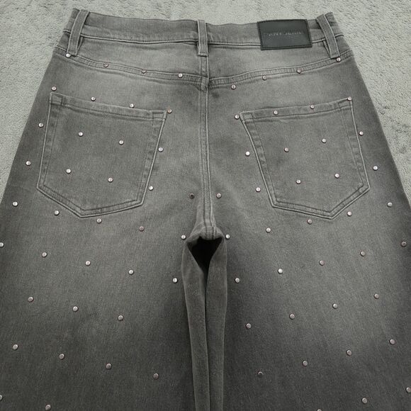 DKNY Jeans Women's Size 27 Gray High-Rise Wide-Leg Denim 31" Inseam Embellished - Picture 14 of 16